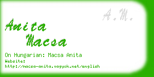 anita macsa business card